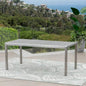 Coral Outdoor Aluminum Dining Table with Faux Wood Top, Gray,