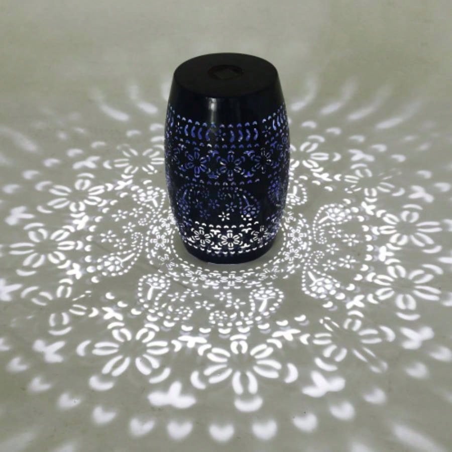 Side Table with Built - in Battery, Stunning Flower Pattern at Night, Friendly and Energy Efficient Outdoor Furniture, Patios Gardens and BackyardsWhite