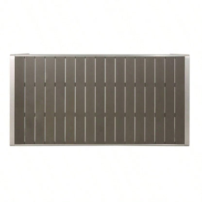 Coral Outdoor Aluminum Dining Table with Faux Wood Top, Gray,