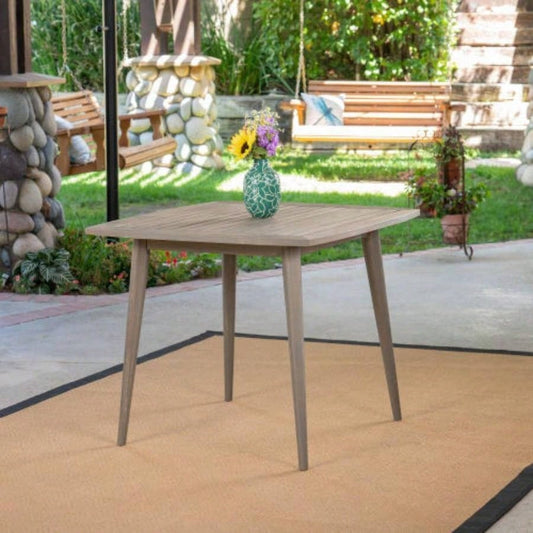 Outdoor Square Acacia Wood Table with Straight, Gray