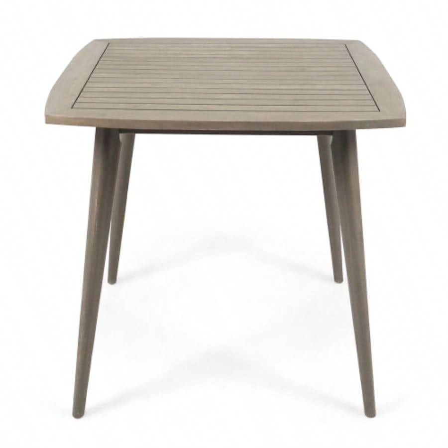 Outdoor Square Acacia Wood Table with Straight, Gray