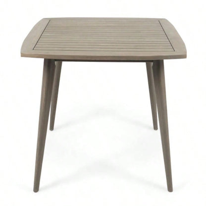 Outdoor Square Acacia Wood Table with Straight, Gray