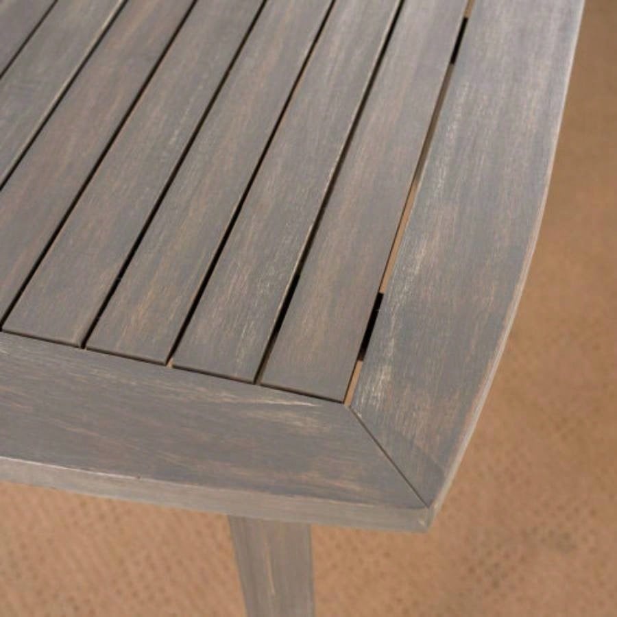 Outdoor Square Acacia Wood Table with Straight, Gray