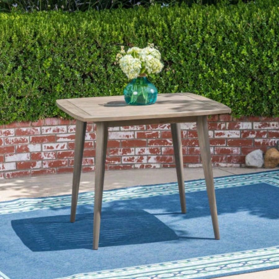 Outdoor Square Acacia Wood Table with Straight, Gray