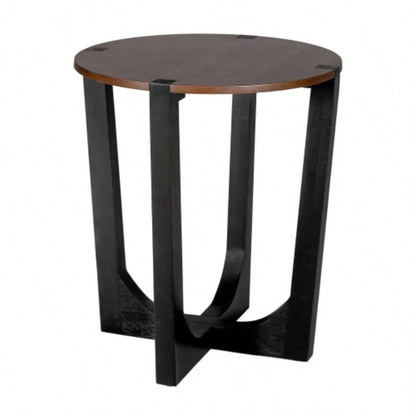 ACACIA SOLID WOOD SIDE TABLE, BROWN BLACK COLOR