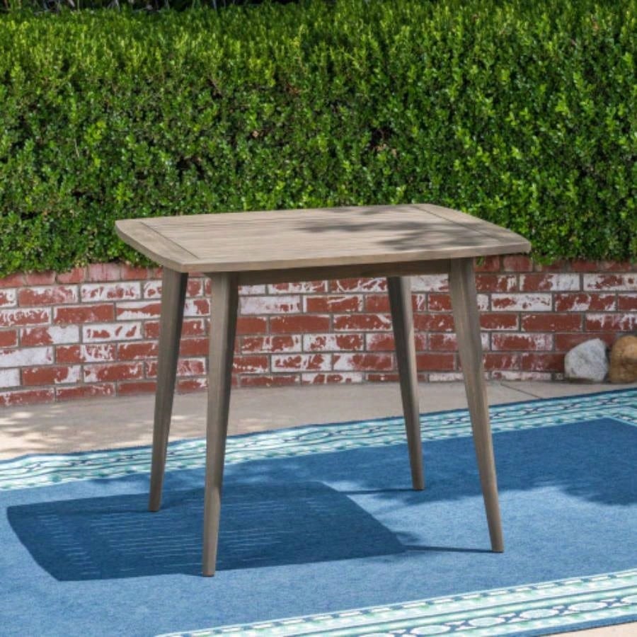 Outdoor Square Acacia Wood Table with Straight, Gray