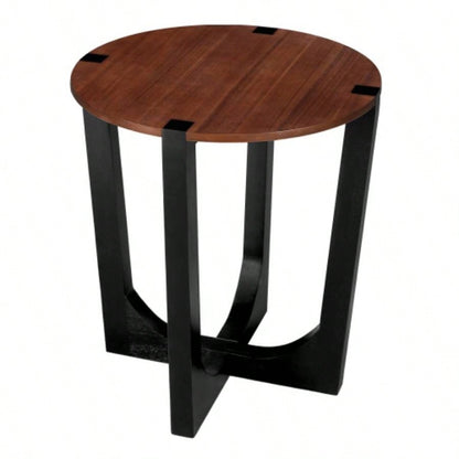 ACACIA SOLID WOOD SIDE TABLE, BROWN BLACK COLOR