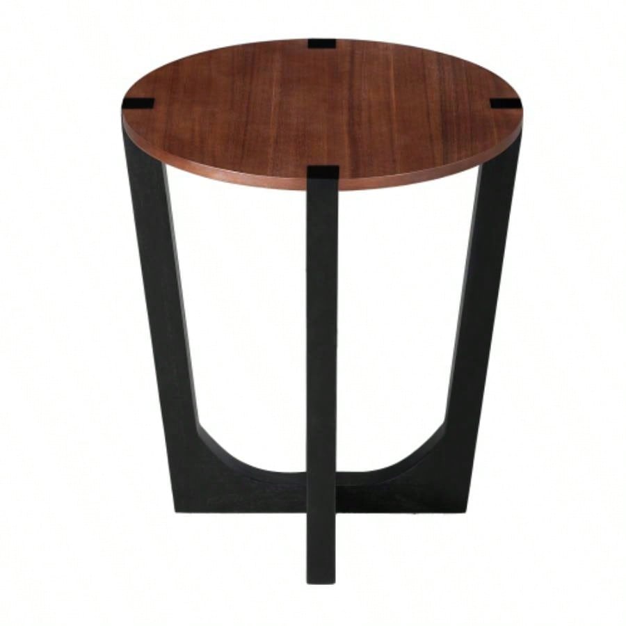 ACACIA SOLID WOOD SIDE TABLE, BROWN BLACK COLOR