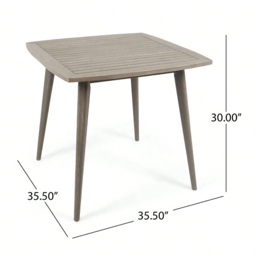 Outdoor Square Acacia Wood Table with Straight, Gray
