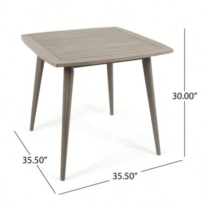 Outdoor Square Acacia Wood Table with Straight, Gray