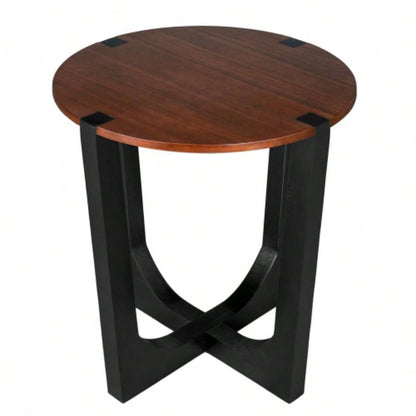 ACACIA SOLID WOOD SIDE TABLE, BROWN BLACK COLOR
