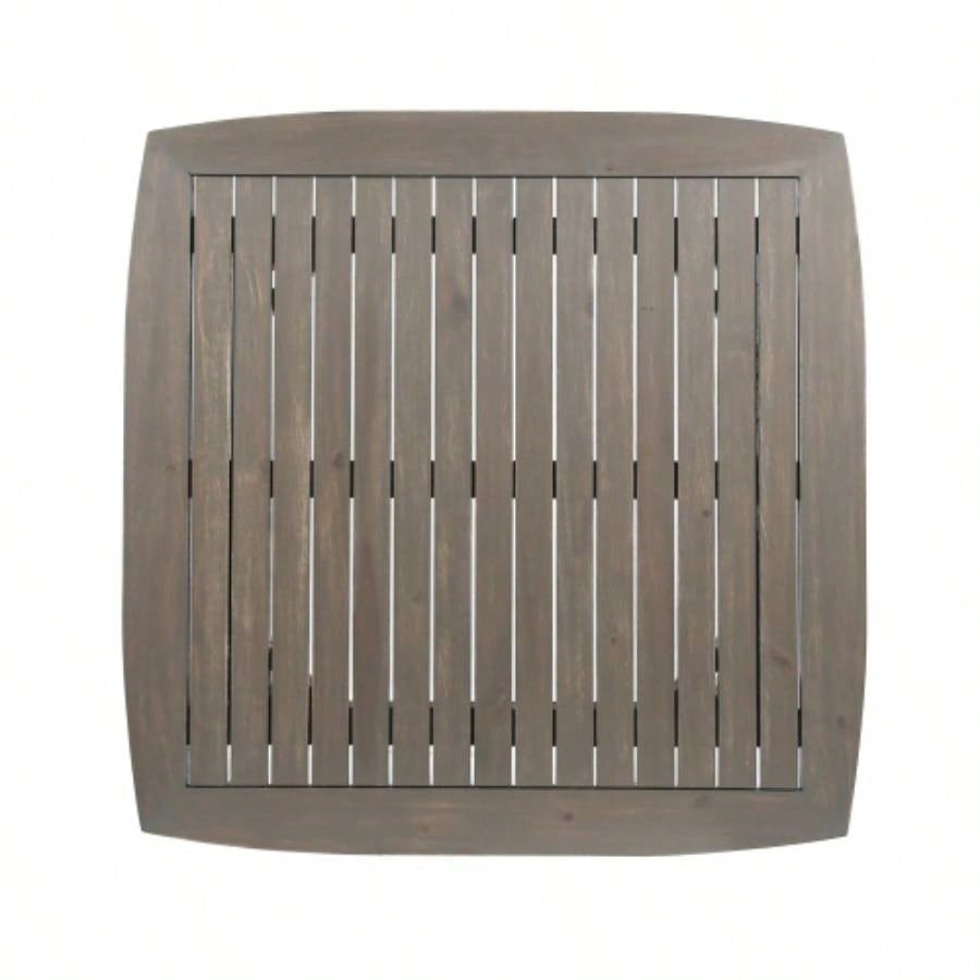 Outdoor Square Acacia Wood Table with Straight, Gray