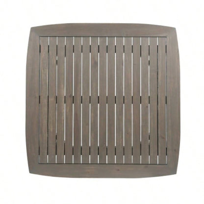 Outdoor Square Acacia Wood Table with Straight, Gray