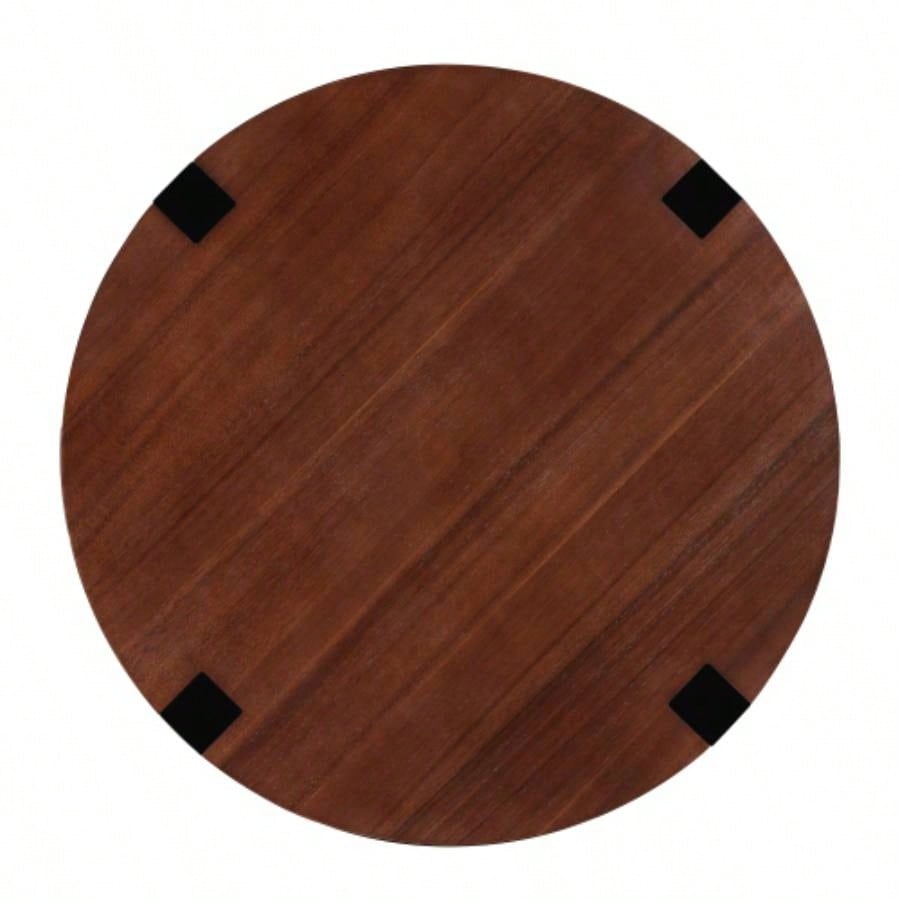 ACACIA SOLID WOOD SIDE TABLE, BROWN BLACK COLOR