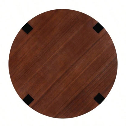 ACACIA SOLID WOOD SIDE TABLE, BROWN BLACK COLOR