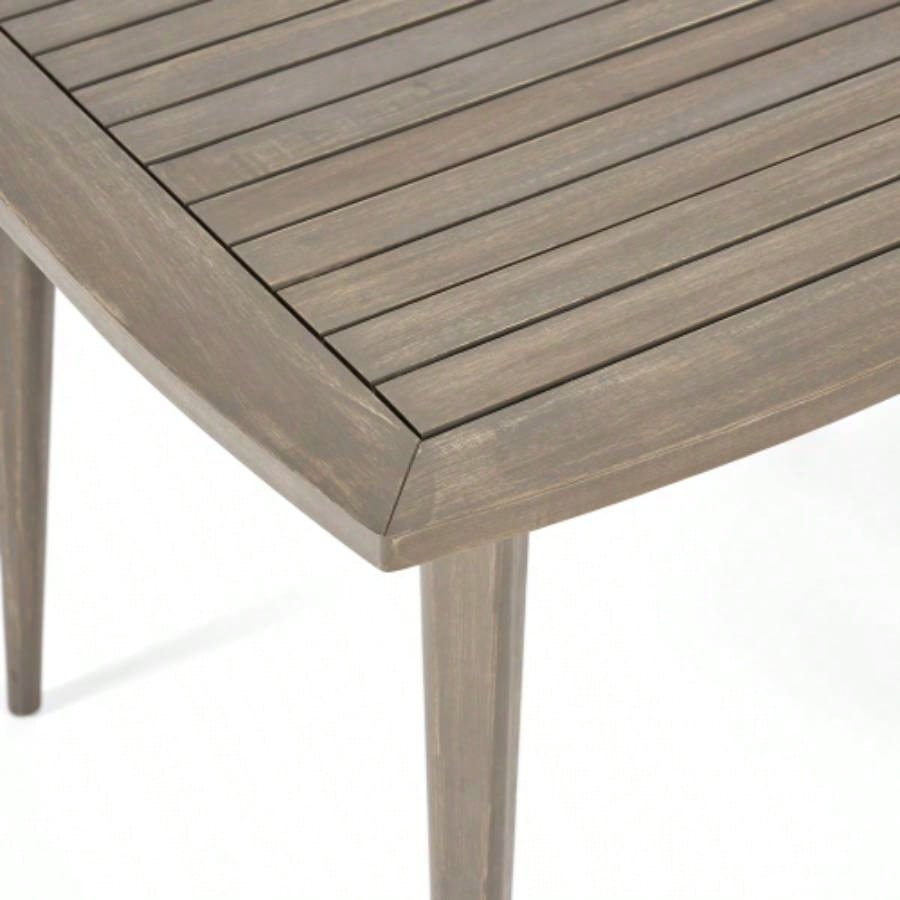 Outdoor Square Acacia Wood Table with Straight, Gray
