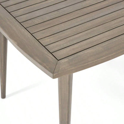 Outdoor Square Acacia Wood Table with Straight, Gray