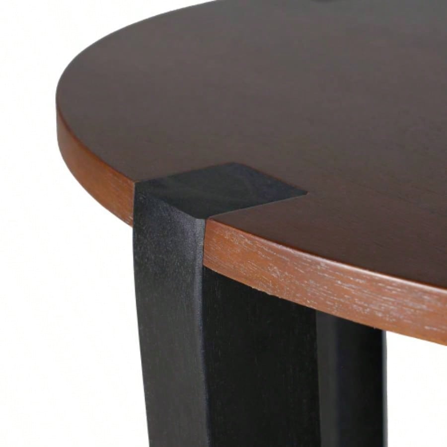 ACACIA SOLID WOOD SIDE TABLE, BROWN BLACK COLOR