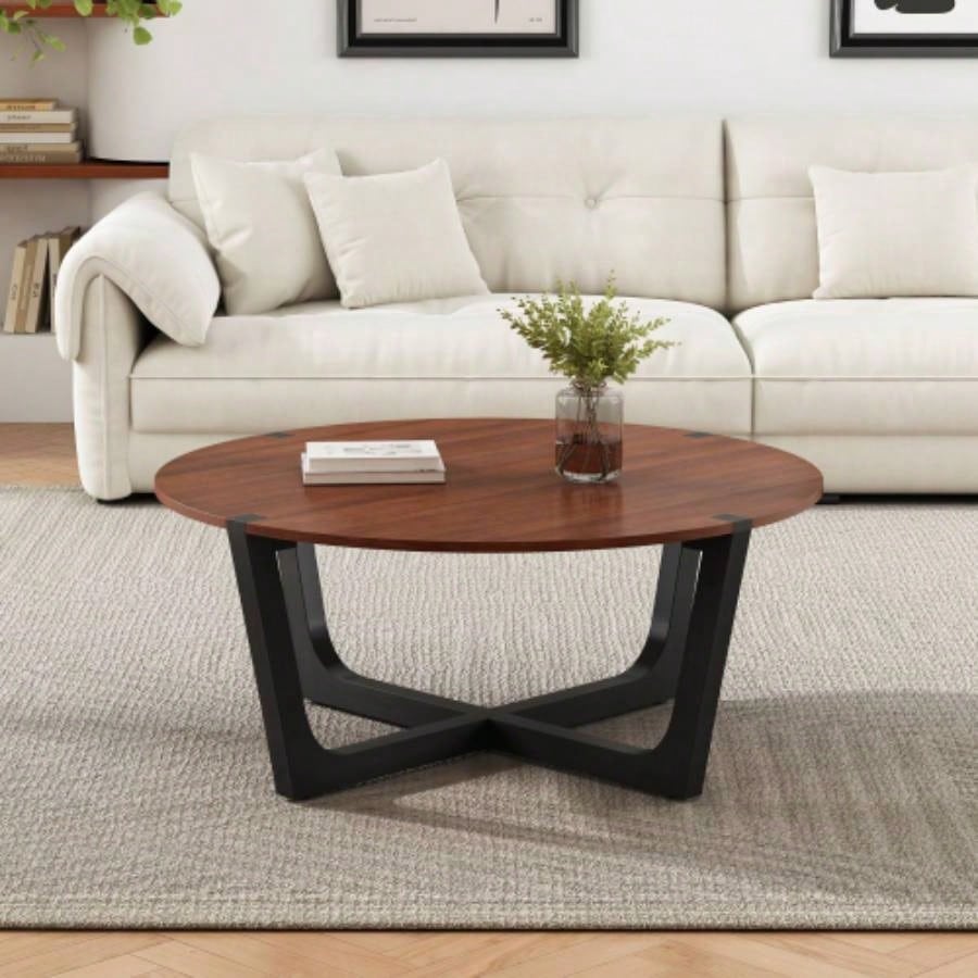 ACACIA SOLID WOOD SIDE TABLE, BROWN BLACK COLOR
