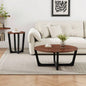 ACACIA SOLID WOOD SIDE TABLE, BROWN BLACK COLOR