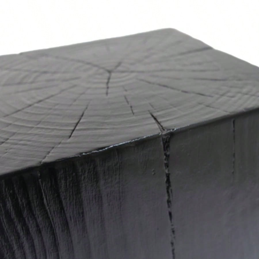 Wood - Look Square - Column MGO End Table, H33.75Wood - Like Distressed, Mix with Different Heights, Indoor Outdoor Use, Black Color
