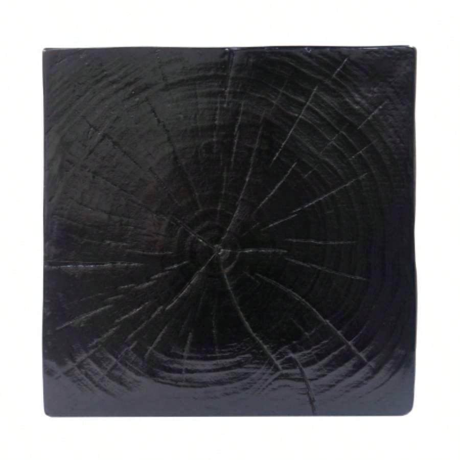 Wood - Look Square - Column MGO End Table, H33.75Wood - Like Distressed, Mix with Different Heights, Indoor Outdoor Use, Black Color