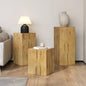 Wood - Look Square - Column MGO End Table, H27.75Wood - Like Distressed, Mix with Different Heights, Indoor Outdoor Use, Black Color