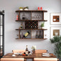 Large Wall Mounted 3 Tier Rustic Bottle Wine Rack, Multifunctional Wooden Wall Mounted Wine Rack, Storage Rack with Wine Glass Holder, mounted wall Storage winerack Rack Home Bar Dining Room Decor