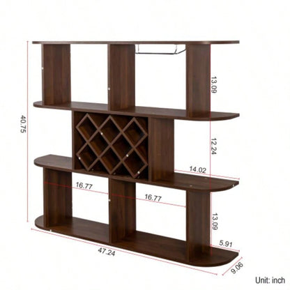 Large Wall Mounted 3 Tier Rustic Bottle Wine Rack, Multifunctional Wooden Wall Mounted Wine Rack, Storage Rack with Wine Glass Holder, mounted wall Storage winerack Rack Home Bar Dining Room Decor