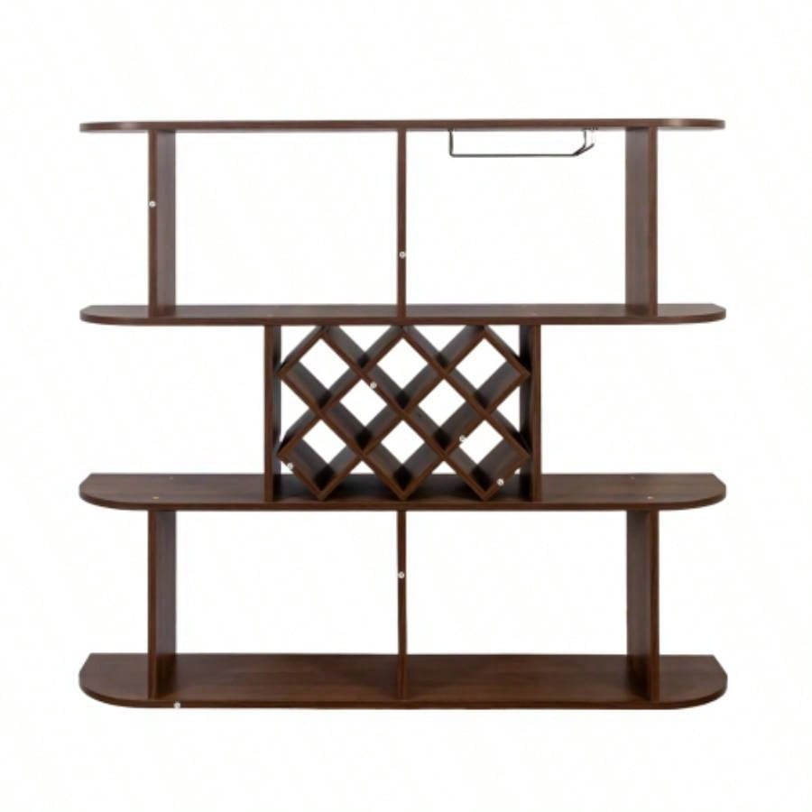 Large Wall Mounted 3 Tier Rustic Bottle Wine Rack, Multifunctional Wooden Wall Mounted Wine Rack, Storage Rack with Wine Glass Holder, mounted wall Storage winerack Rack Home Bar Dining Room Decor