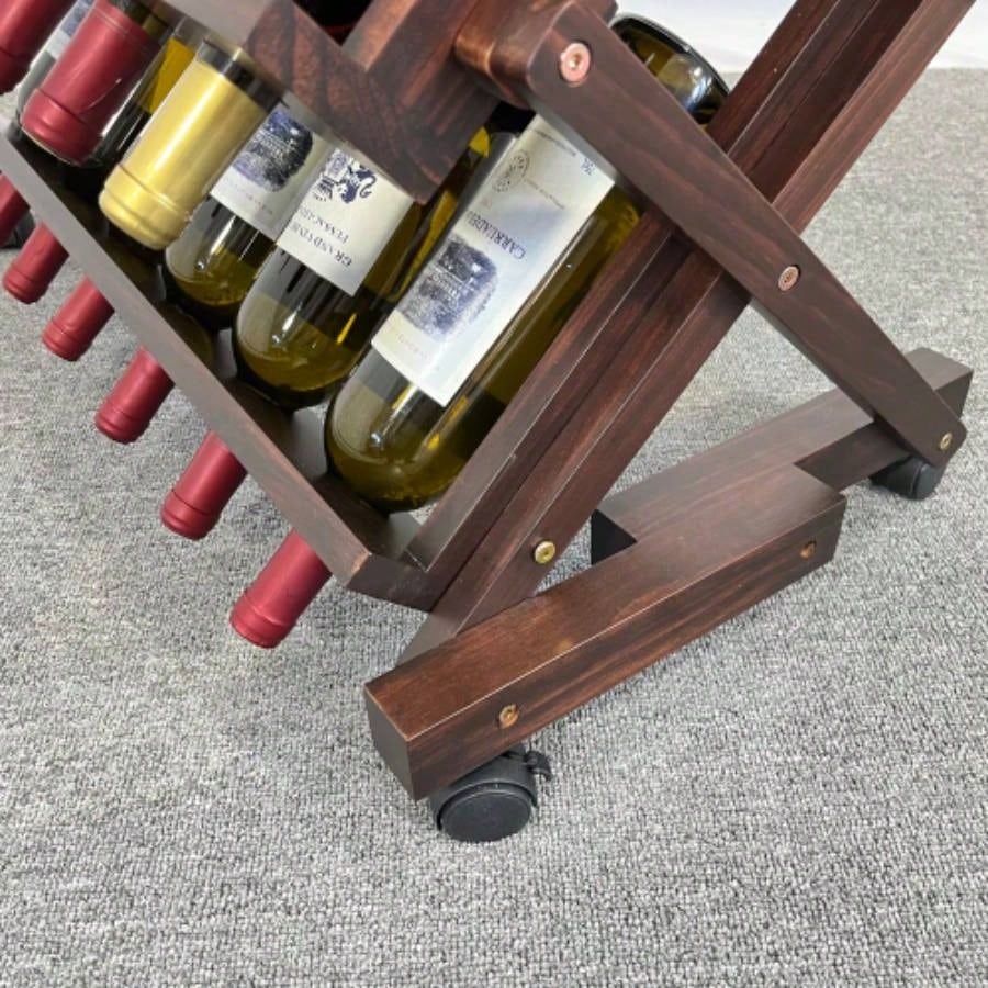 26 Bottles Freestanding wine rack, Wine Storage Rack, Freestanding Display Rack Kitchen, Pantry, Cellar, walnut