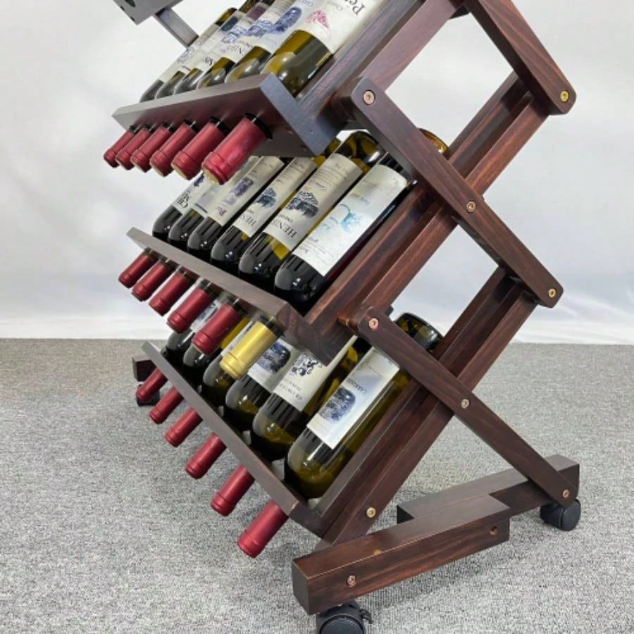 26 Bottles Freestanding wine rack, Wine Storage Rack, Freestanding Display Rack Kitchen, Pantry, Cellar, walnut