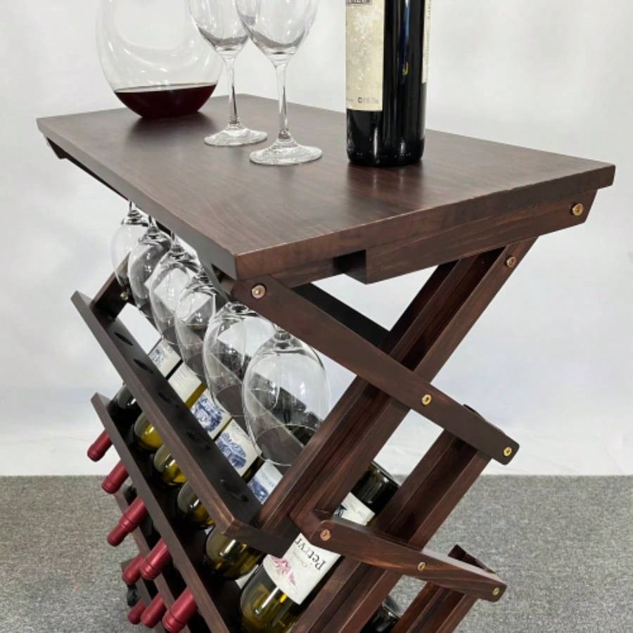 26 Bottles Freestanding wine rack, Wine Storage Rack, Freestanding Display Rack Kitchen, Pantry, Cellar, walnut