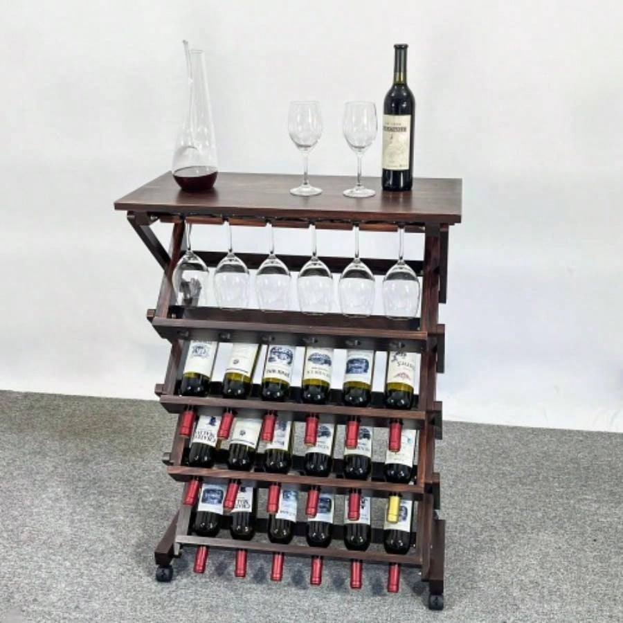 26 Bottles Freestanding wine rack, Wine Storage Rack, Freestanding Display Rack Kitchen, Pantry, Cellar, walnut