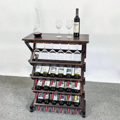 26 Bottles Freestanding wine rack, Wine Storage Rack, Freestanding Display Rack Kitchen, Pantry, Cellar, walnut