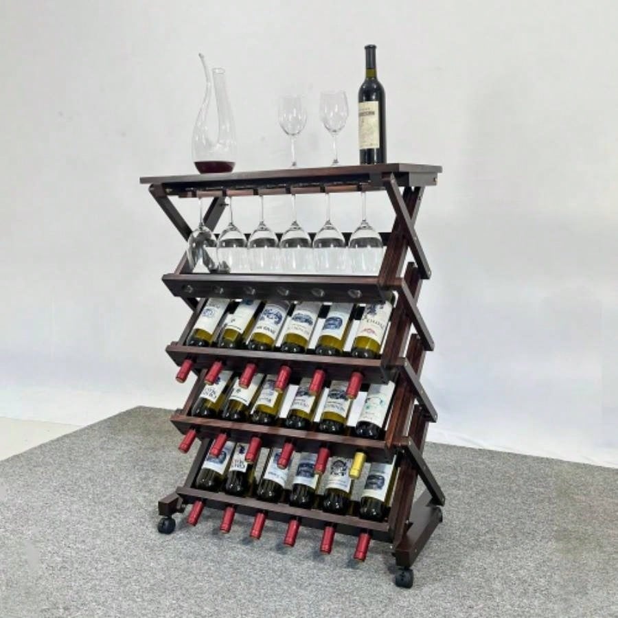 26 Bottles Freestanding wine rack, Wine Storage Rack, Freestanding Display Rack Kitchen, Pantry, Cellar, walnut