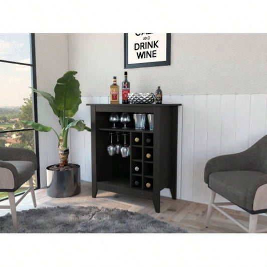 New Canaan 6 - Bottle 1 - Drawer 1 - Shelf Bar Cabinet Black Wengue