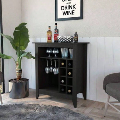 New Canaan 6 - Bottle 1 - Drawer 1 - Shelf Bar Cabinet Black Wengue