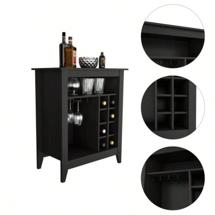 New Canaan 6 - Bottle 1 - Drawer 1 - Shelf Bar Cabinet Black Wengue