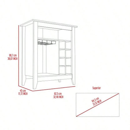 New Canaan 6 - Bottle 1 - Drawer 1 - Shelf Bar Cabinet Black Wengue