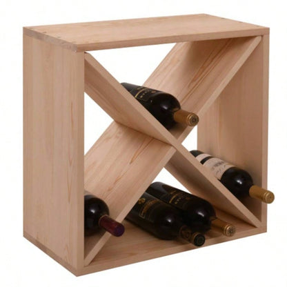 24 Bottle Modular Wine Rack, Stackable Wine Storage Cube Bar Cellar Kitchen Dining, 4 sets