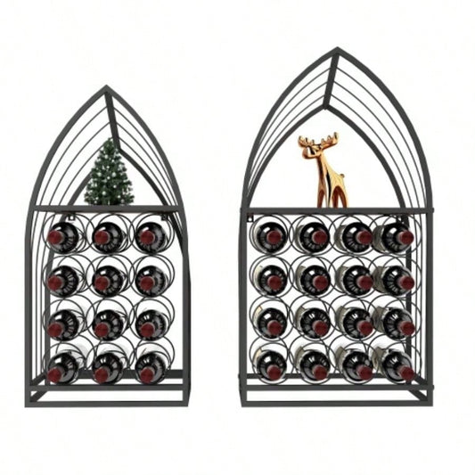 Sailboat Shaped Wine Cabinet Rack, 2 Piece Display Rack, Freestanding Wine Cabinet with Bottle Storage, Spirits and Wine Home Bar, Kitchen, Dining Room Storage Rack