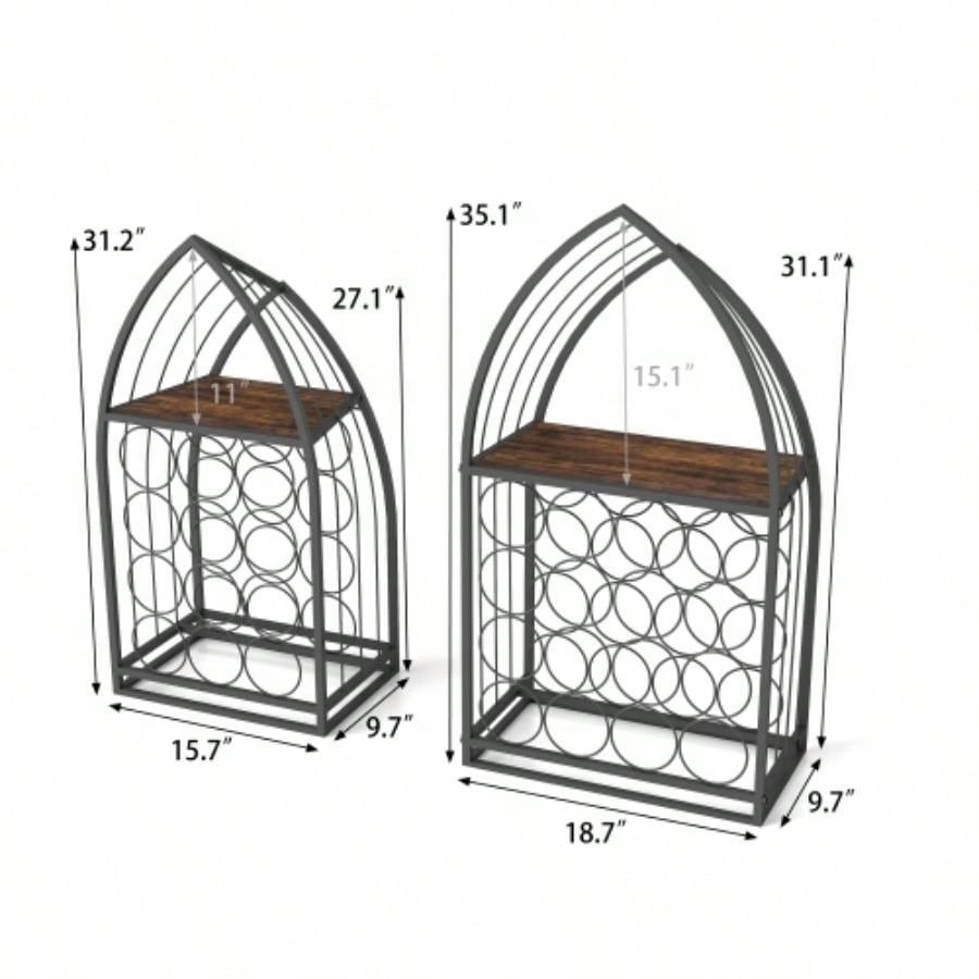 Sailboat Shaped Wine Cabinet Rack, 2 Piece Display Rack, Freestanding Wine Cabinet with Bottle Storage, Spirits and Wine Home Bar, Kitchen, Dining Room Storage Rack