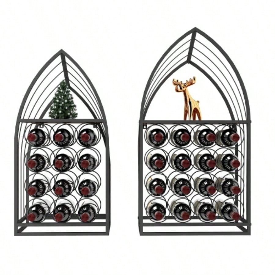 Sailboat Shaped Wine Cabinet Rack, 2 Piece Display Rack, Freestanding Wine Cabinet with Bottle Storage, Spirits and Wine Home Bar, Kitchen, Dining Room Storage Rack