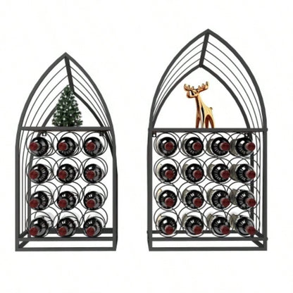 Sailboat Shaped Wine Cabinet Rack, 2 Piece Display Rack, Freestanding Wine Cabinet with Bottle Storage, Spirits and Wine Home Bar, Kitchen, Dining Room Storage Rack