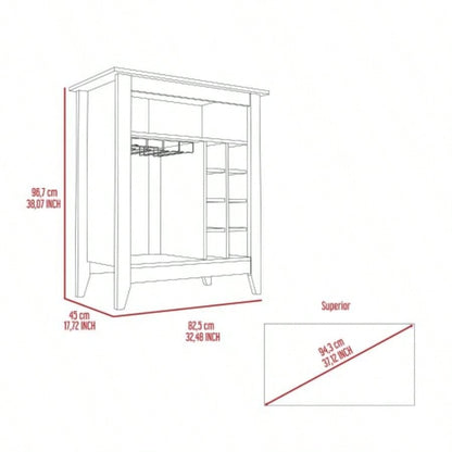 Bar Cabinet, One Open Drawer, One Open Shelf, Carbon Espresso