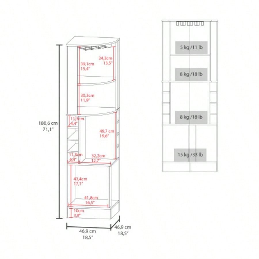 FM FURNITURE Page Corner Bar Cabinet with Wine Storage and Glass Rack. White