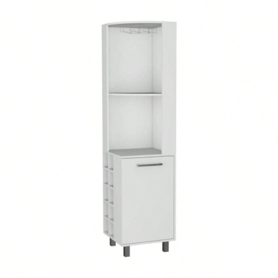 FM FURNITURE Leah Corner Bar cabinet with ample storage and wine rack. White