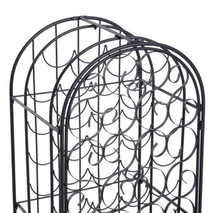 HOMCOM 35 Bottle Wrought Iron Wine Rack Cabinet with Lock - Black