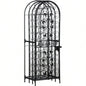 HOMCOM 45 Bottle Wrought Iron Wine Rack Jail with Lock - Black